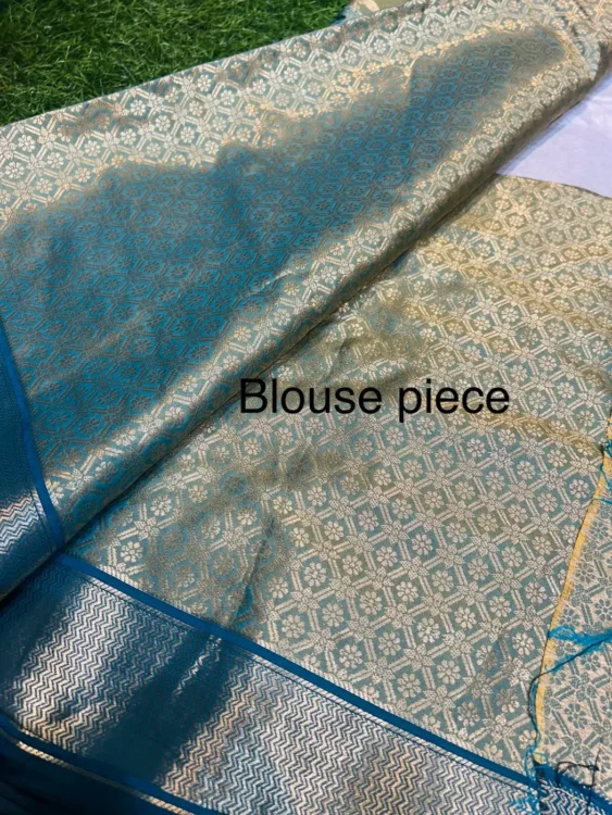 Soft quality Silk Saree With Mirror Works & Blouse Piece. - Image 3