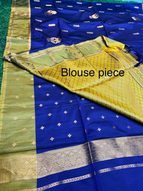 Soft quality Silk Saree With Contrast Border & Blouse piece - Image 4