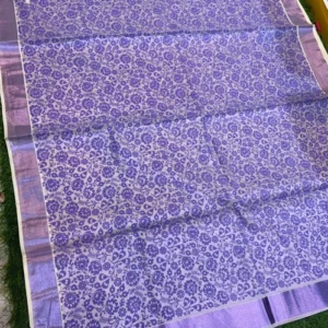 Soft quality Kerala cotton Saree in Prints works With Blouse Piece.