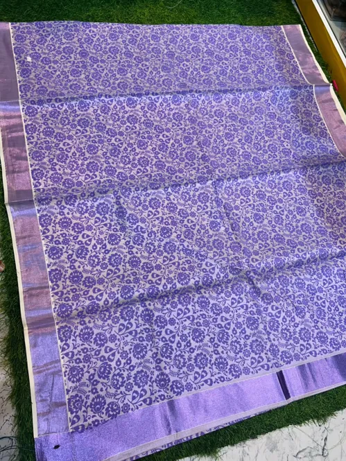 Soft quality Kerala cotton Saree in Prints works With Blouse Piece.