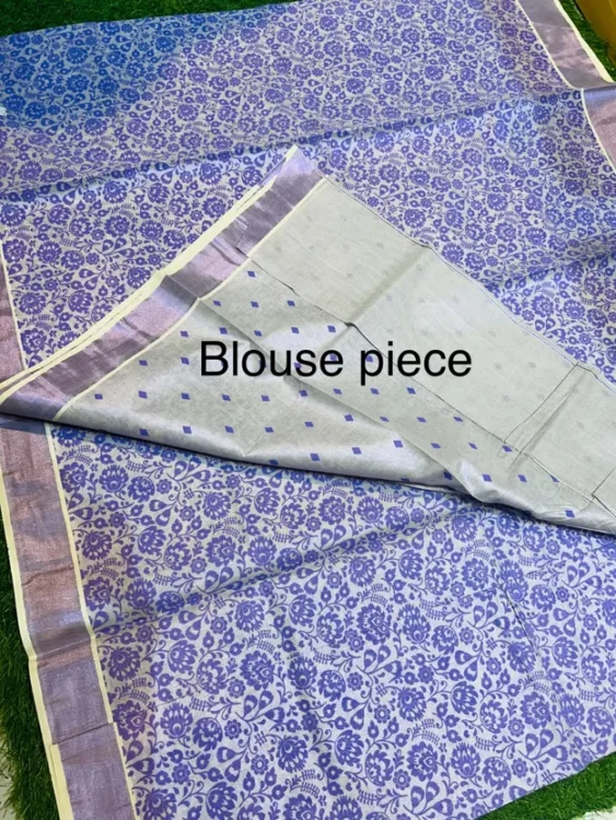 Soft quality Kerala cotton Saree in Prints works With Blouse Piece. - Image 3