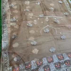 Premium quality Tissue Chiffon Party Wear Saree With Blouse piece