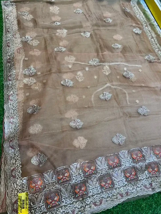 Premium quality Tissue Chiffon Party Wear Saree With Blouse piece