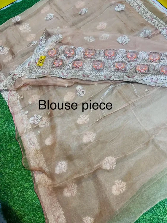 Premium quality Tissue Chiffon Party Wear Saree With Blouse piece - Image 4