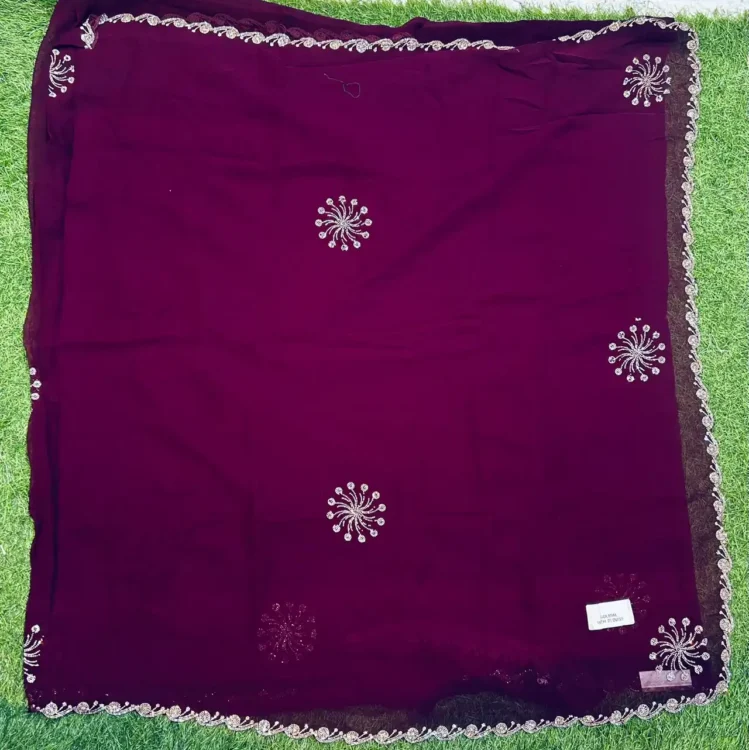 Premium quality Chiffon Party Wear Saree With Blouse piece - Image 2