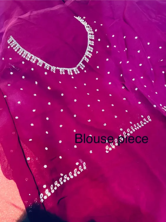 Premium quality Chiffon Party Wear Saree With Blouse piece - Image 3