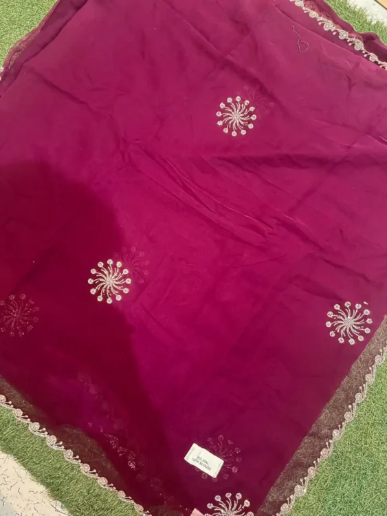 Premium quality Chiffon Party Wear Saree With Blouse piece - Image 4