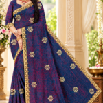 Soft quality Fendy Shiffon Saree with Swarovski Works & Blouse Piece.