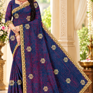 Soft quality Fendy Shiffon Saree with Swarovski Works & Blouse Piece.