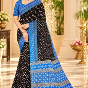 Soft quality Modal Silk Saree with Mirror Works (Contrast border) & Blouse piece