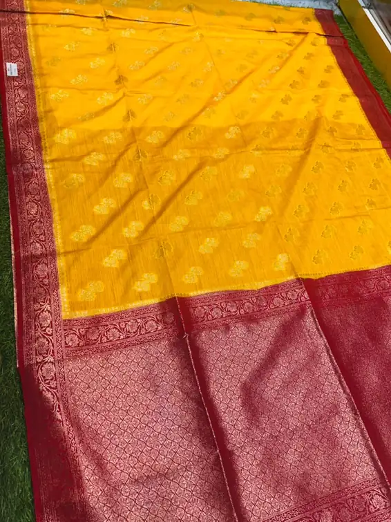 Soft quality Panni Silk Saree in Contrast border (Yellow & Red) With Blouse Piece. - Image 3