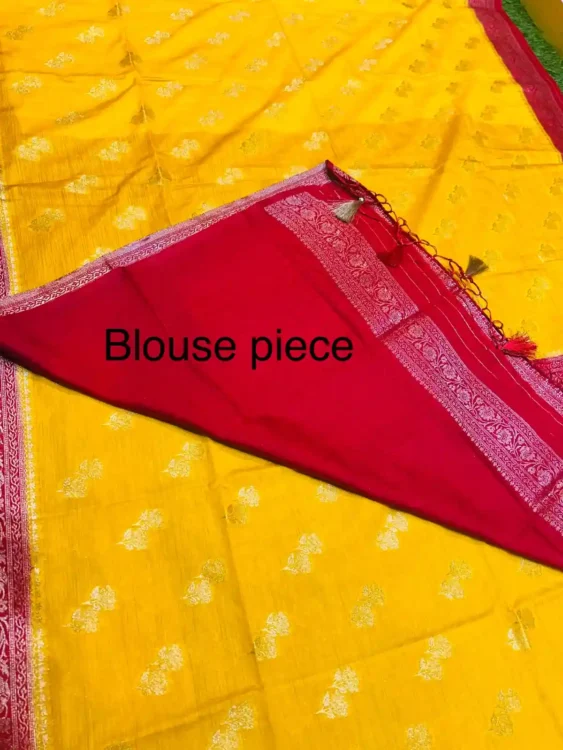 Soft quality Panni Silk Saree in Contrast border (Yellow & Red) With Blouse Piece. - Image 4