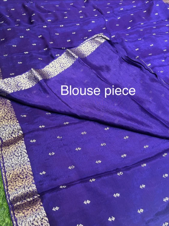 Soft quality Crap Shiffon Saree with Jarkhan Works & Blouse Piece. - Image 5
