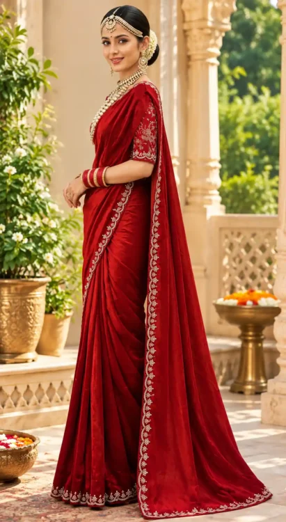 Soft quality Fendy Shiffon Saree with Swarovski Works & Free size Ready Blouse - Image 2