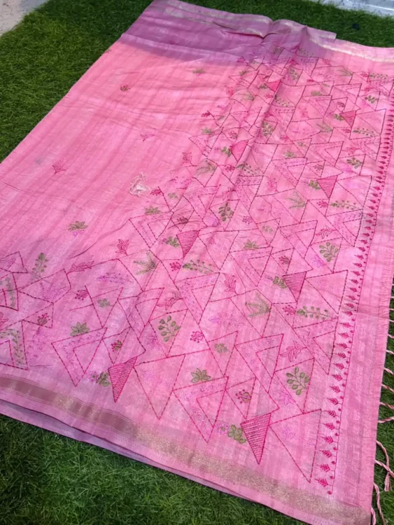 Soft quality Tashar Silk Saree With thread works & Blouse Piece - Image 2