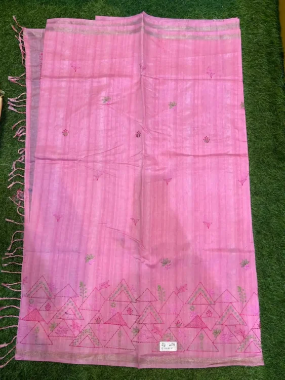 Soft quality Tashar Silk Saree With thread works & Blouse Piece