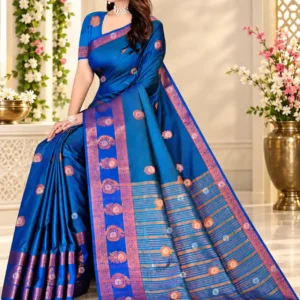 Soft quality Silk Saree in Contrast border with Swarovski Works & Blouse Piece.