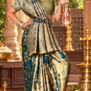 Premium quality Tissue Silk Saree With Jarkhan Stone Works & Blouse Piece.