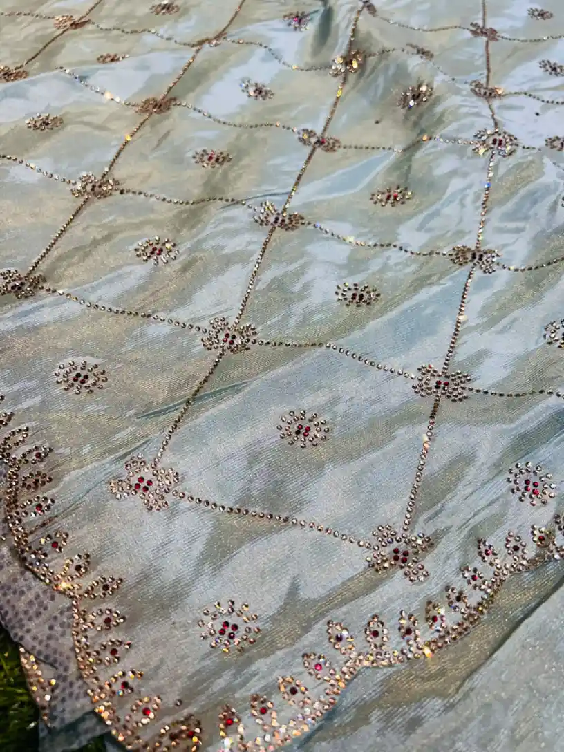 Soft quality Chiffon Party Wear Saree With Blouse piece - Image 5